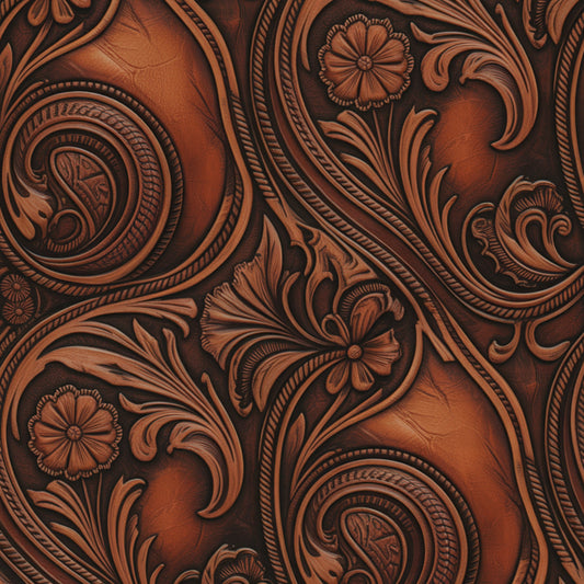 Western Tooled Leather Pattern 15 Quilting Cotton Fabric