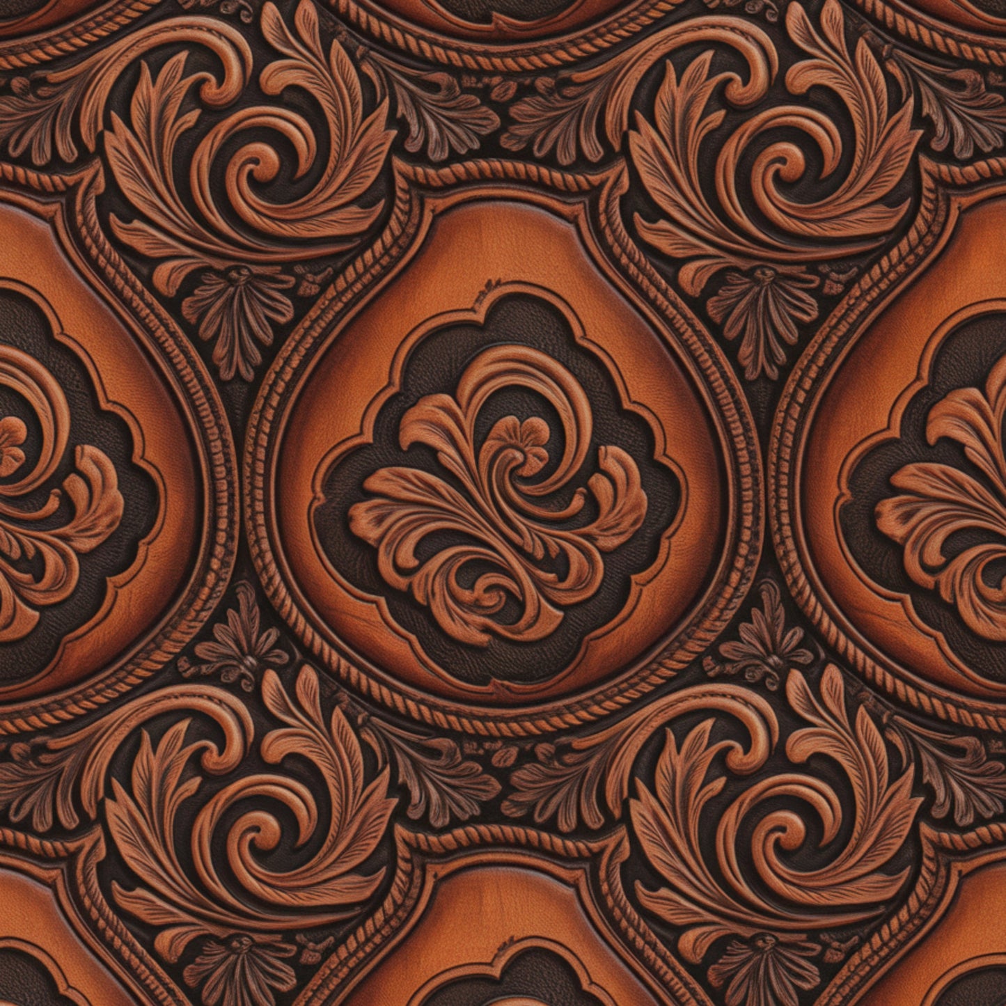 Western Tooled Leather Pattern 1 Quilting Cotton Fabric