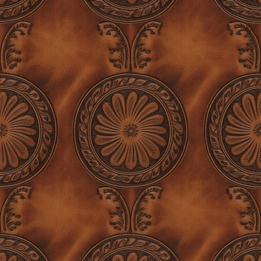 Western Tooled Leather Pattern 4 Quilting Cotton Fabric
