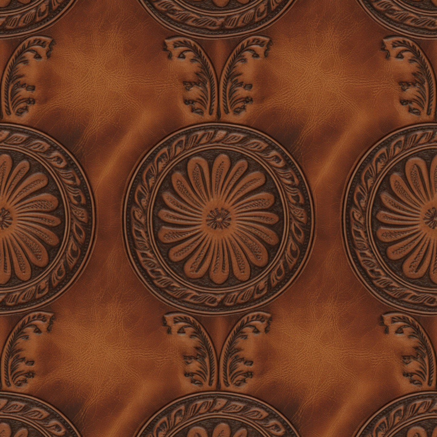 Western Tooled Leather Pattern 4 Quilting Cotton Fabric