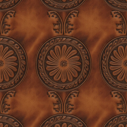 Western Tooled Leather Pattern 4 Quilting Cotton Fabric