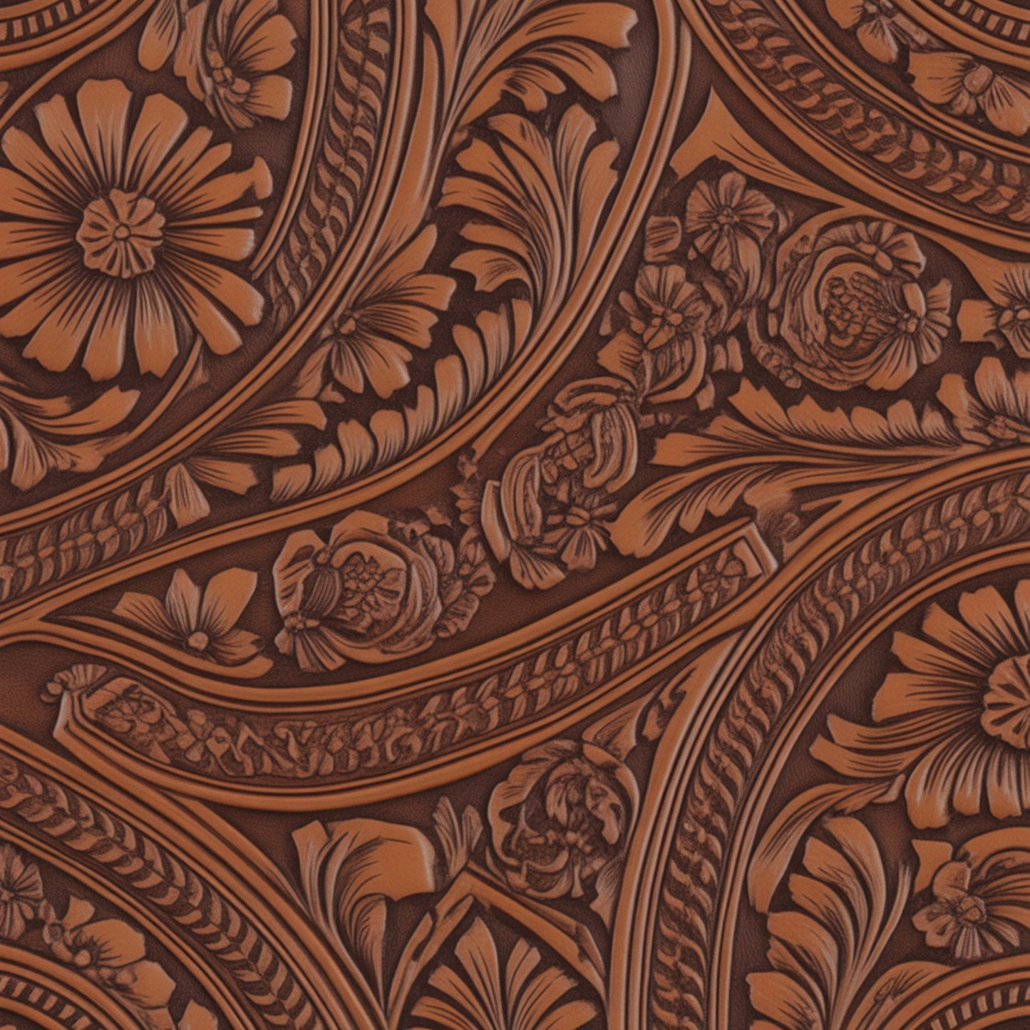 Western Tooled Leather Pattern 6 Quilting Cotton Fabric