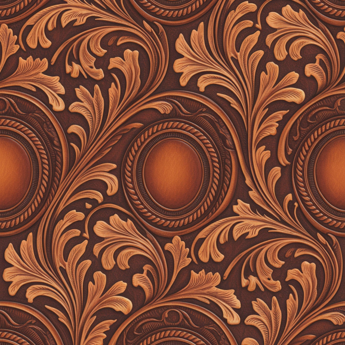 Western Tooled Leather Pattern 8 Quilting Cotton Fabric