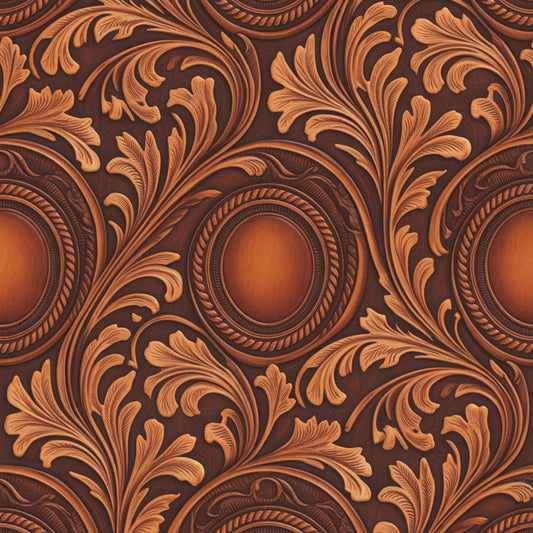 Western Tooled Leather Pattern 8 Quilting Cotton Fabric
