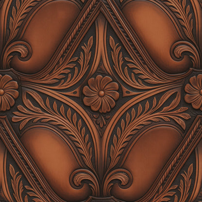 Western Tooled Leather Pattern 9 Quilting Cotton Fabric