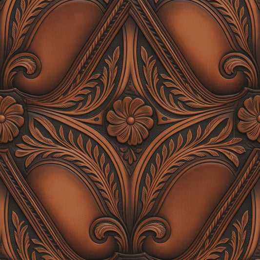 Western Tooled Leather Pattern 9 Quilting Cotton Fabric