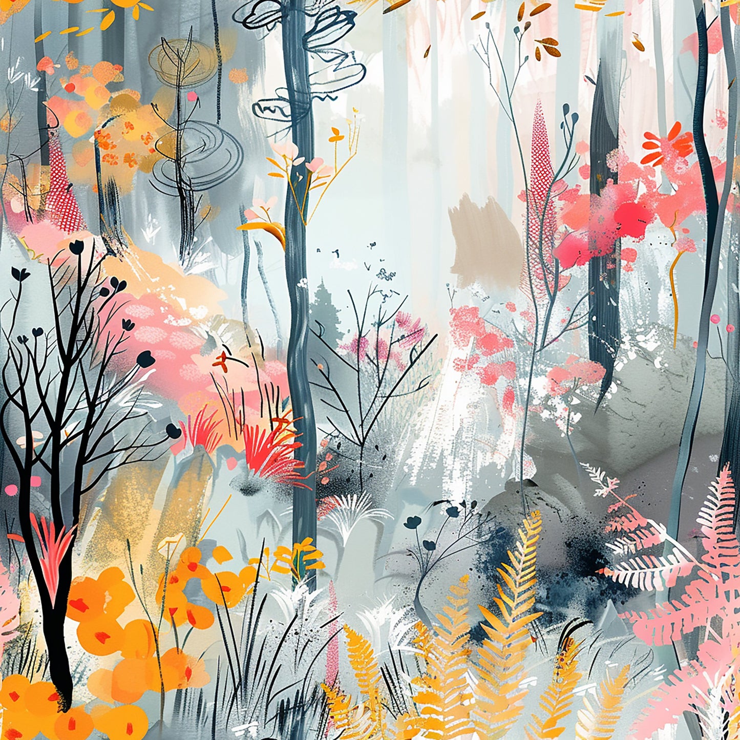 Whimsical Forest Pattern 3 Quilting Cotton Fabric