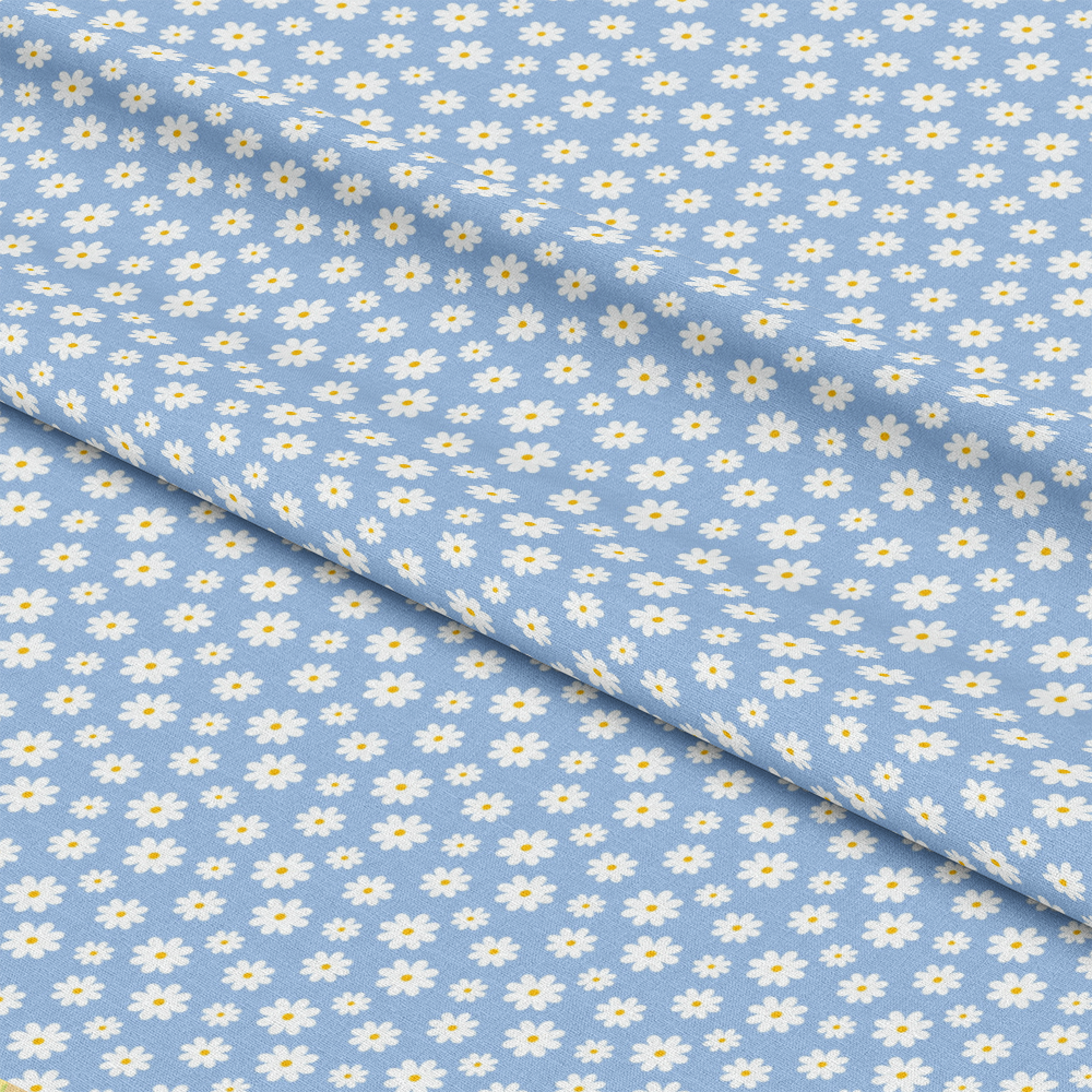 Periwinkle Dreams White Daisies on Periwinkle Quilting Cotton Fabric