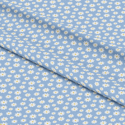 Periwinkle Dreams White Daisies on Periwinkle Quilting Cotton Fabric