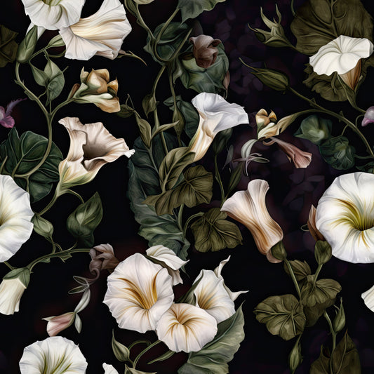 White Morning Glory Pattern 7 Quilting Cotton Fabric