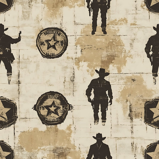Wild West Wanted Signs Pattern 1 Quilting Cotton Fabric
