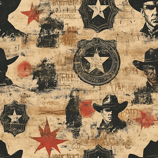 Wild West Wanted Signs Pattern 10 Quilting Cotton Fabric