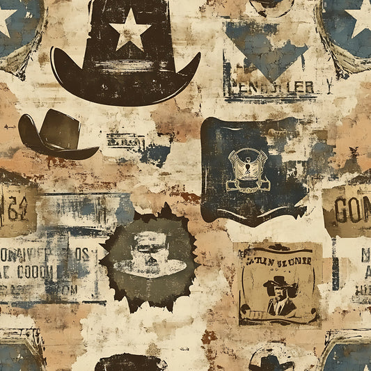 Wild West Wanted Signs Pattern 11 Quilting Cotton Fabric