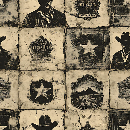 Wild West Wanted Signs Pattern 12 Quilting Cotton Fabric