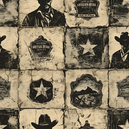 Wild West Wanted Signs Pattern 12 Quilting Cotton Fabric