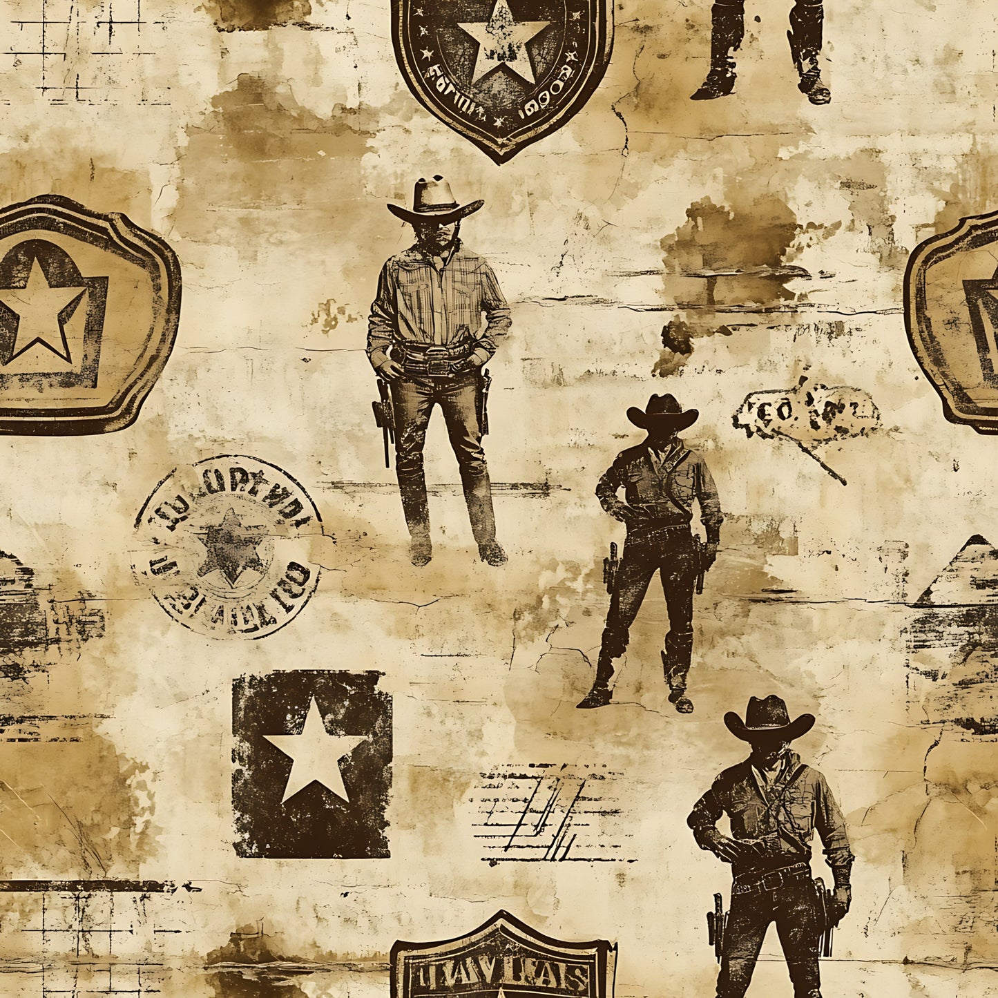 Wild West Wanted Signs Pattern 13 Quilting Cotton Fabric