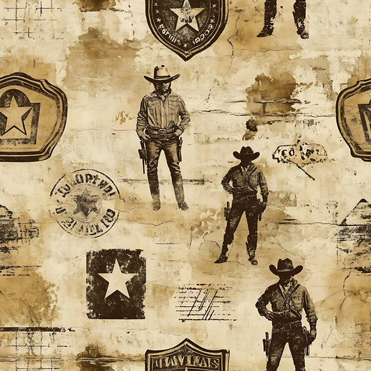 Wild West Wanted Signs Pattern 13 Quilting Cotton Fabric