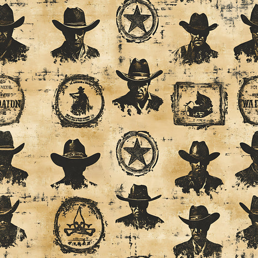 Wild West Wanted Signs Pattern 14 Quilting Cotton Fabric