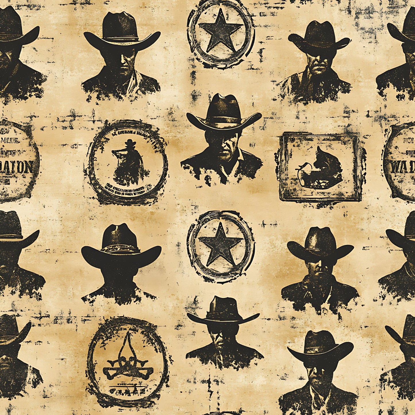 Wild West Wanted Signs Pattern 14 Quilting Cotton Fabric