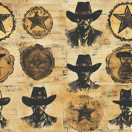 Wild West Wanted Signs Pattern 15 Quilting Cotton Fabric