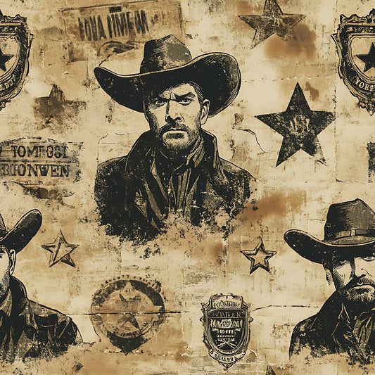 Wild West Wanted Signs Pattern 16 Quilting Cotton Fabric