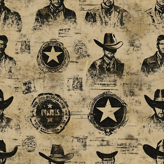 Wild West Wanted Signs Pattern 18 Quilting Cotton Fabric