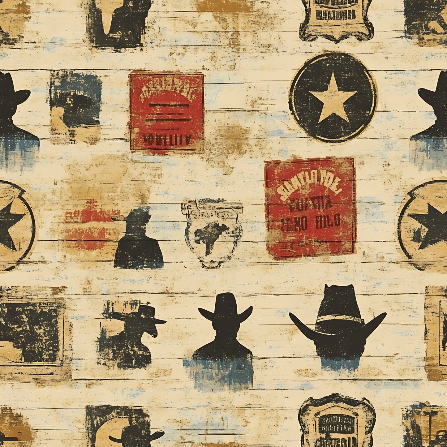 Wild West Wanted Signs Pattern 19 Quilting Cotton Fabric