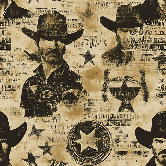 Wild West Wanted Signs Pattern 20 Quilting Cotton Fabric