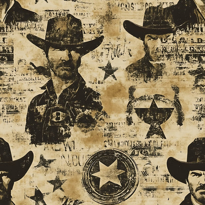 Wild West Wanted Signs Pattern 20 Quilting Cotton Fabric