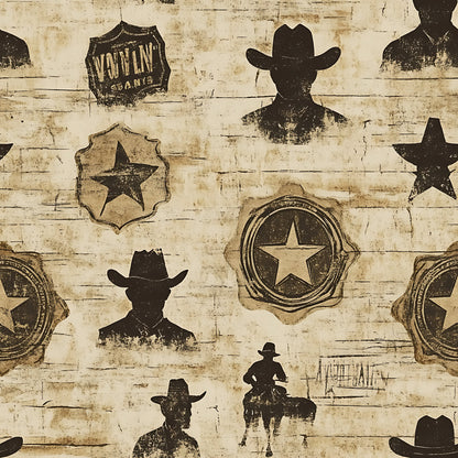 Wild West Wanted Signs Pattern 4 Quilting Cotton Fabric