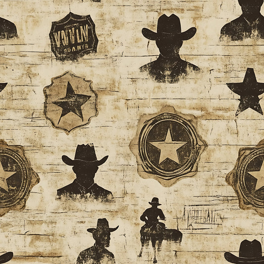 Wild West Wanted Signs Pattern 4 Quilting Cotton Fabric