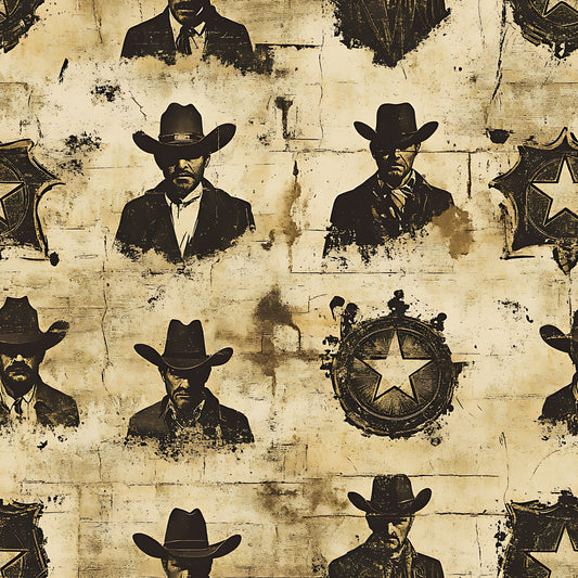 Wild West Wanted Signs Pattern 5 Quilting Cotton Fabric
