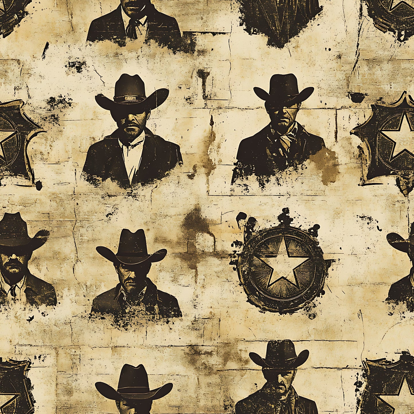 Wild West Wanted Signs Pattern 5 Quilting Cotton Fabric