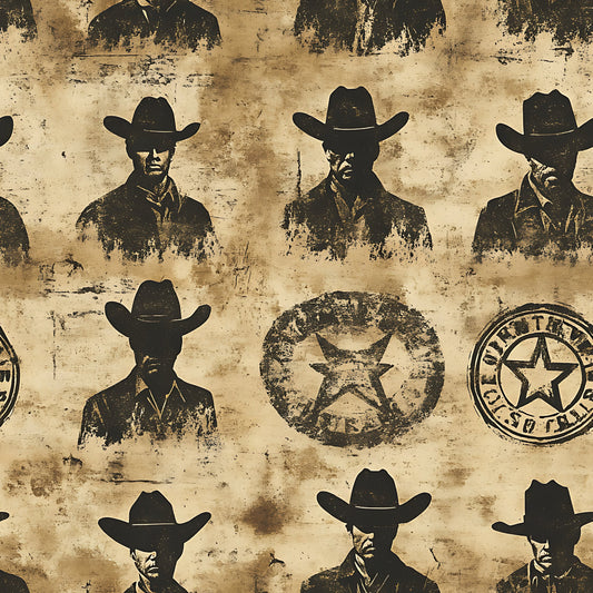 Wild West Wanted Signs Pattern 6 Quilting Cotton Fabric
