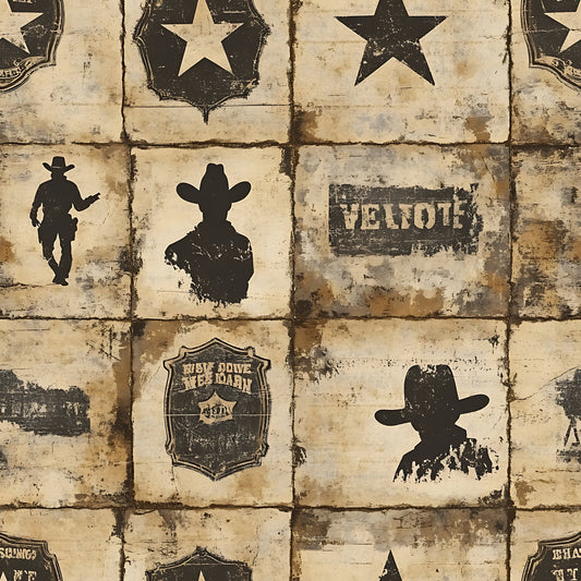 Wild West Wanted Signs Pattern 7 Quilting Cotton Fabric
