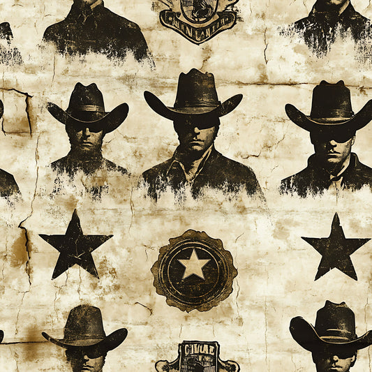 Wild West Wanted Signs Pattern 8 Quilting Cotton Fabric