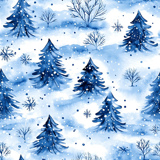 Winter Christmas Trees Quilting Cotton Fabric