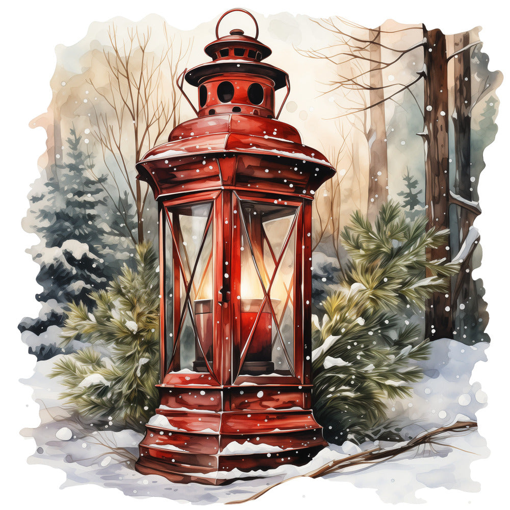 Winter Lantern 2 Fabric Panel