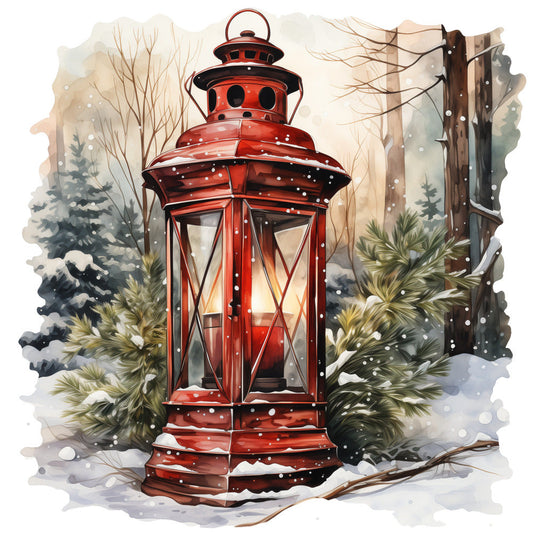 Winter Lantern 2 Fabric Panel