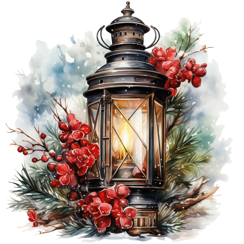Winter Lantern 9 Fabric Panel