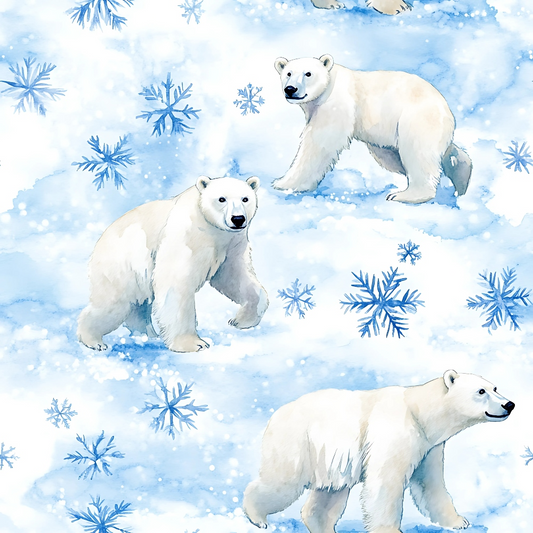 Winter Polar Bears Quilting Cotton Fabric