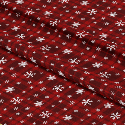 Winter Red Plaid Quilting Cotton Fabric