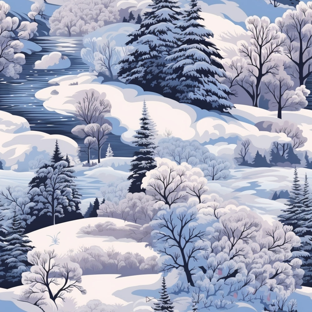 Winter Scenery Pattern 9 Quilting Cotton Fabric