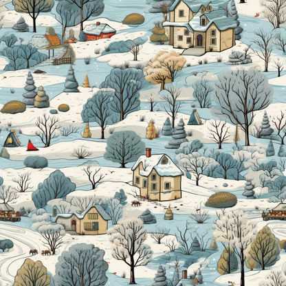 Winter Scenery Pattern 1 Quilting Cotton Fabric