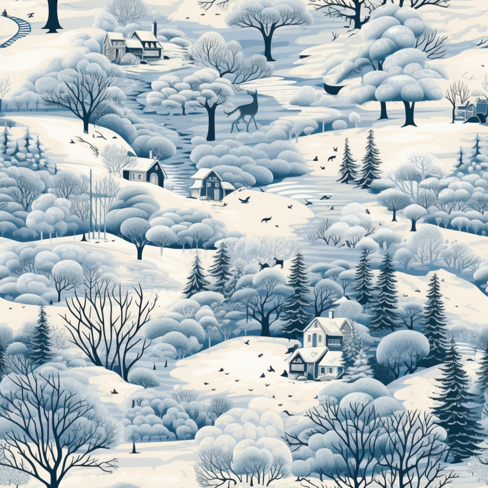 Winter Scenery Pattern 10 Quilting Cotton Fabric