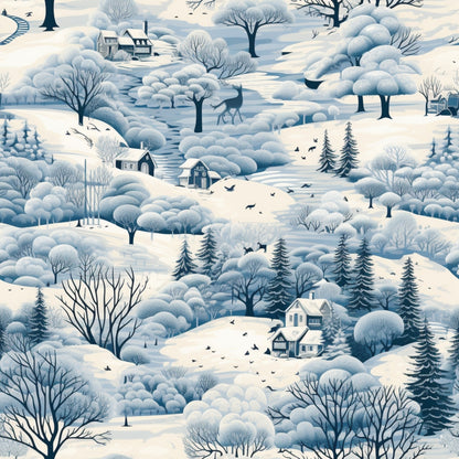 Winter Scenery Pattern 10 Quilting Cotton Fabric