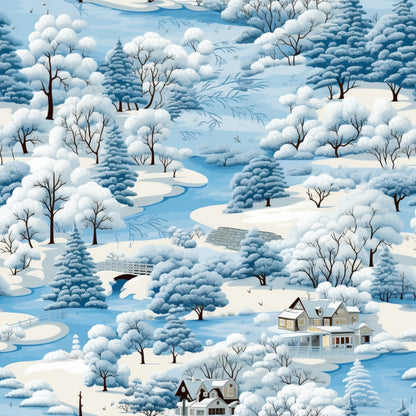 Winter Scenery Pattern 14 Quilting Cotton Fabric