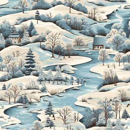 Winter Scenery Pattern 16 Quilting Cotton Fabric