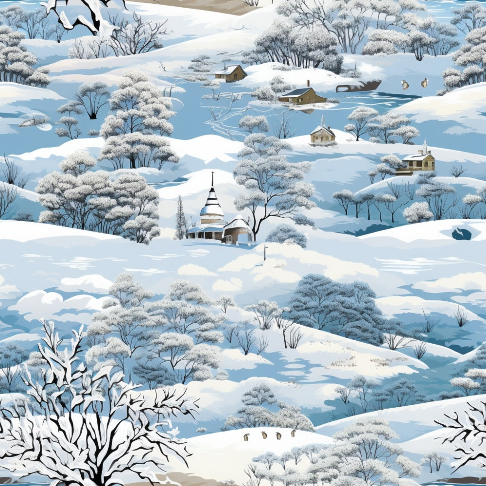 Winter Scenery Pattern 17 Quilting Cotton Fabric