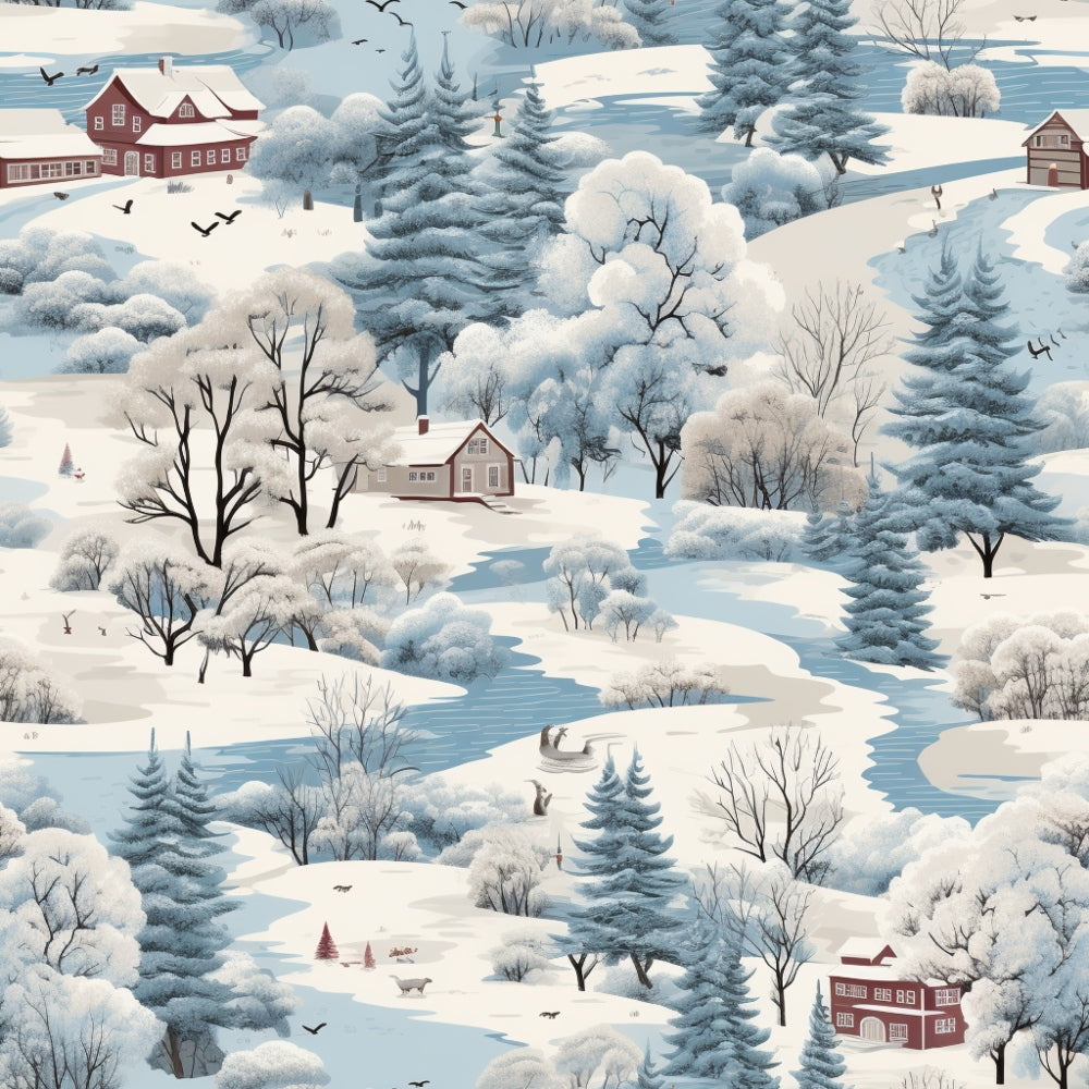 Winter Scenery Pattern 19 Quilting Cotton Fabric